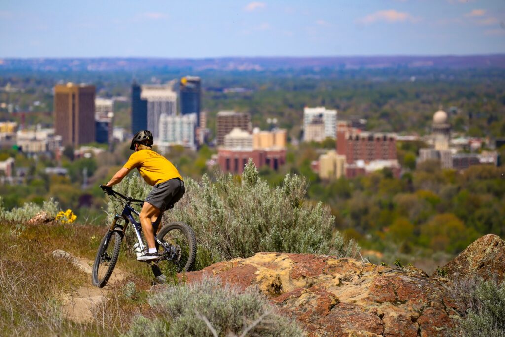 picture of a person riding a bike in boise Idaho